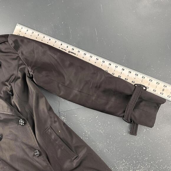 Betsy Johnson Trench Coat Womens Black Shiny Whimsigoth Pea Club Cheetah Lined - Picture 8 of 10